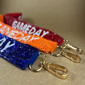 Correa de Bolso Deportiva Rectangular con Cuentas de Algodón para Días de Juego, Accesorio de Bolso Elegante Hecho a Mano con Personalización, Perfecto para Días de Juego - Product Image 4