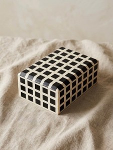 Caja de Almacenamiento Rectangular de Cerámica, Diseño Geométrico Blanco y Negro, Estilo Minimalista, Organizador Decorativo para Sala de Estar - Product Image 2