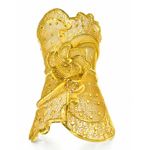 Wholesale Turkish Gold Filigree Cuff Bracelets 14K18K24K Gold Plated Wide Kada Intricate Floral Openwork Forming Kada Bracelets - Product Image 1