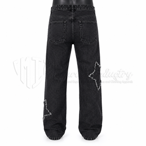 Jeans Negros Desgastados para Hombre, 12 OZ |   Pantalones Vaqueros Holgados con Detalles Desgarrados |   Jeans de Estilo Urbano - Product Image 2