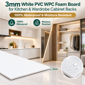 Panneau en mousse PVC blanc Pima 3 mm pour armoires de cuisine et de dressing, 100 % imperméable, résistant aux UV et au feu - Product Image 1