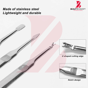 Pousse-cuticules et coupe-cuticules, 3 pièces, en acier inoxydable, professionnel, pour manucure - Product Image 3