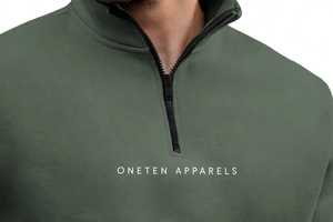 เสื้อสเวตเชิ้ตผู้ชายสีเขียวมะกอกแบบครึ่งซิป ยี่ห้อ ONETEN APPARELS คอตั้ง สวมใส่สบาย - Product Image 2