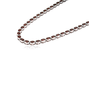 Magnifique collier tennis pour femme en argent sterling 925 avec pierre précieuse authentique grenat taille ovale, pierre de naissance de janvier, design élégant - Product Image 5