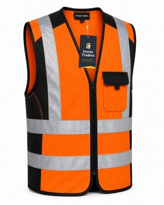 Gilet de sécurité en maille polyester respirant, imperméable, à séchage rapide, personnalisable, multicolore, haute visibilité, réfléchissant, avec fermeture éclair – Vente en gros - Product Image 4