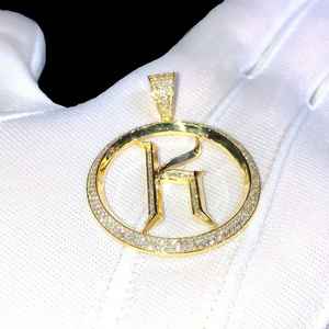 Colgante de Moissanita con Letra K Personalizada en Círculo, Chapado en Oro, Estilo Hip Hop, Plata de Ley 925, Joyería Fina, Colgantes y Dijes - Product Image 6