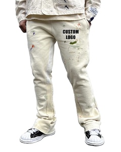 Custom Wholesale <b>Men's</b> Jogger <b>Trousers</b> Flared <b>Men</b> Sweatpants Patchwork Paint Splatter <b>Elastic</b> Track <b>Men's</b> Pants - Product Image 2