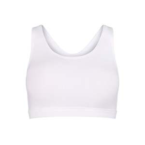 Soutien-gorge de sport blanc sans coutures respirant grande taille avec dos nageur, maintien léger, logo frontal pour la gym, le yoga, la course et le fitness - Product Image 5