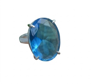 Wholesale Natural Blue Quartz Gemstone Ring 925 Solid Silver Oval Gemstone Ring Handmade Artisan Fine Jewelry - Product Image 1
