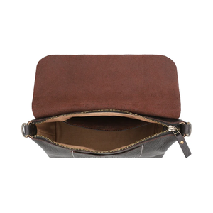 Venta al por mayor directa de fábrica: Bolso bandolera de cuero para mujer, clásico negro con solapa, personalizable y suministro para pedidos al por mayor. - Product Image 3