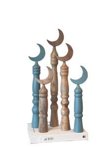 Estatuilla de mezquita y Media Luna de madera de lujo con incrustaciones de perlas para la decoración de Ramadan Mubarak - Product Image 6