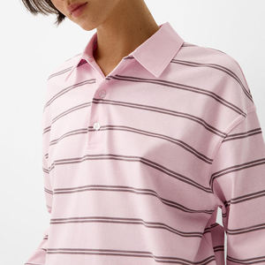 Fabricante de Camisetas de Rugby Personalizadas para Mujer |   Polo de algodón a rayas de manga larga |   Marca Privada OEM, MOQ Bajo - Product Image 3