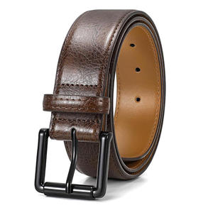 Ceinture décontractée haut de gamme pour homme en cuir de vachette véritable avec boucle carrée en alliage, respirante, motif uni, personnalisable – Collection 2026 - Product Image 1