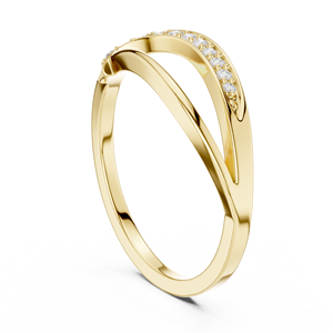 Anillo Cruzado de Oro Amarillo de 14K con Diamantes Cultivados en Laboratorio de Corte Brillante Redondo y Curvado, 1 Quilate, Chapado en Oro, de Lujo - Product Image 4