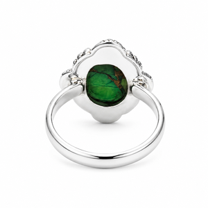 Bague en argent sterling 925 au design simple avec turquoise verte Mojave et bordure en filigrane vintage, vente en gros - Product Image 5