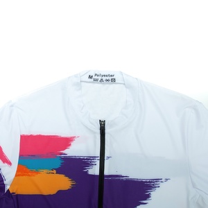 Maillot de cyclisme pour homme avec logo personnalisé, motif abstrait à effets de pinceaux, imprimé par sublimation, manches courtes, fermeture éclair, pour le vélo - Product Image 4