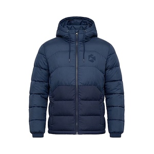 Hooded Quilted Waterproof <b>Bubble</b> Jacket Black Full Sleeve Winter Windproof Cotton Shell Knitted Fabric Polyester Filling Stand - Product Image 1