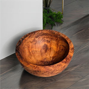 Ensemble de bol et de plateau à soupe en bois fait main moderne, essentiels écologiques pour les fêtes dans les maisons élégantes, artisanat HA - Product Image 1