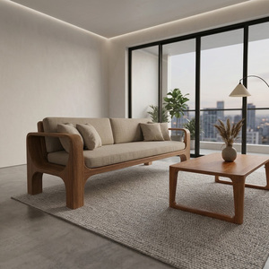 Sofá Semicircular de Madera Maciza de Roble para Sala de Estar, Asiento Individual, Banco de Madera Pulida, Sillón Tapizado, Mueble Moderno para el Hogar - Product Image 3