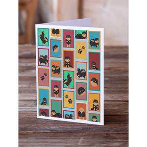 Whimsical A7 tamaño 5x7 tarjetas de notas en blanco Paquete de 8 tarjetas de felicitación de Pomerania tostadas negras con sobres - Product Image 2