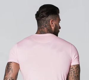 Camiseta de Hombre Rosa de Manga Larga con Cuello Redondo, Corte Regular, Tejido de Punto de Algodón, Color Sólido, Diseño Liso para Impresión Digital - Product Image 5