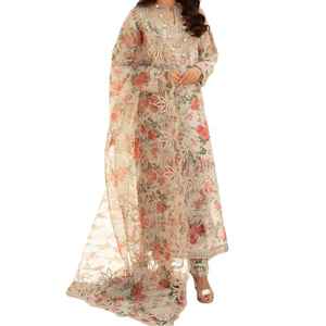 High Quality Export Women's Salwar Kameez <b>Indian</b> & Pakistani Summer Dress Hand Drawn Design Lawn <b>Fabric</b> for Formal Occasions - Product Image 1