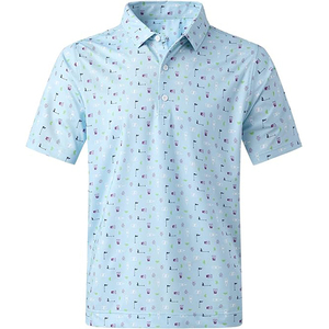 Camisas de Golf para Hombre con Bolsillo, Estampadas, Antiarrugas, de Tela que Absorbe la Humedad, de Manga Corta y Secado Rápido - Product Image 1