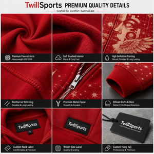 Sudadera Roja con Capucha y Cremallera para Hombre, Corte Regular, Diseño Estampado Urbano, Sublimación Frontal, Tejido de Forro Polar de Poliéster, Otoño - Product Image 4