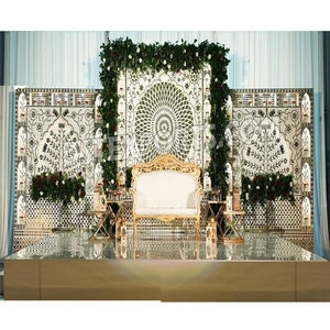 กรอบกระจกตกแต่งเวทีต้อนรับสุดหรู สีขาวทอง งานกระจกคุณภาพสูงสำหรับตกแต่งเวทีงานแต่งงาน สไตล์อเมริกัน - Product Image 1