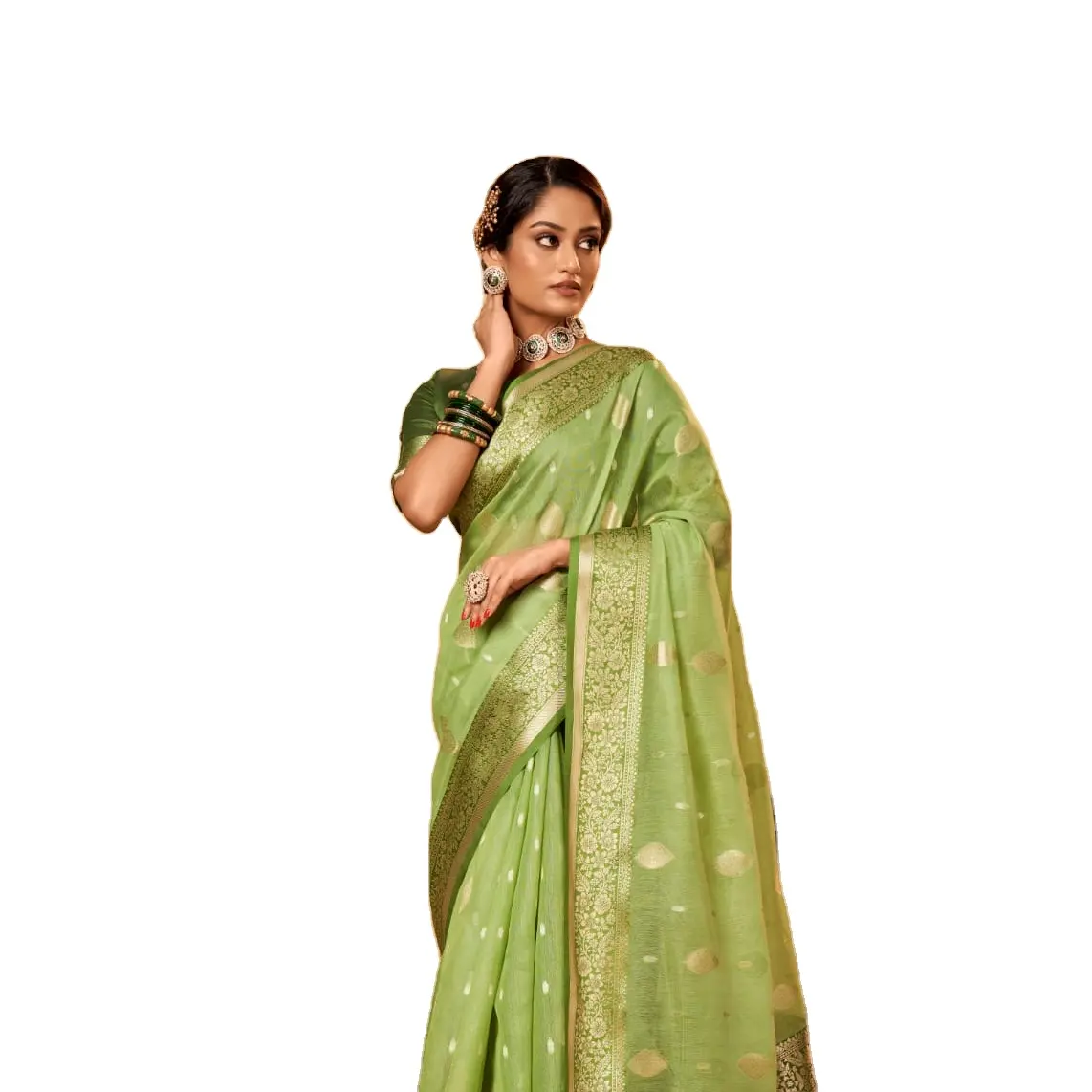 Saree Sari Heavy JEQUARD ZARI Design Tela suave con pieza de blusa en La India Mujeres Ropa de fiesta Tejido India y Pakistán para adultos