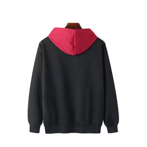 เสื้อฮู้ดผู้ชายสีดำทรงโอเวอร์ไซส์ ผ้าฝ้ายเฟรนช์เทอร์รี่ สวมใส่สบาย สีพื้น เหมาะสำหรับฤดูใบไม้ร่วง - Product Image 3