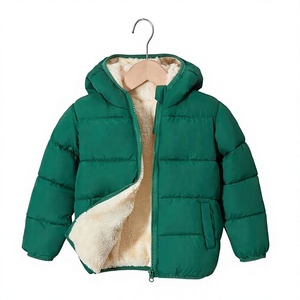 New High Quality Winter Factory Wholesale Green Hooded Puffer <b>Jacket</b> <b>With</b> Sherpa <b>Lining</b> Zipper Closure Unisex Winter Casual - Product Image 1