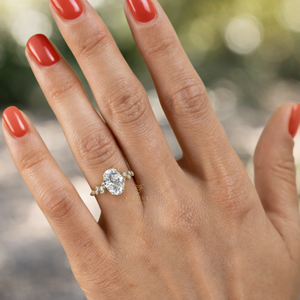 Bague de fiançailles en or massif 14K 18K certifiée IGI, diamant de laboratoire ovale et rond de 2,00 carats, bijoux de promesse de mariage pour femme - Product Image 4