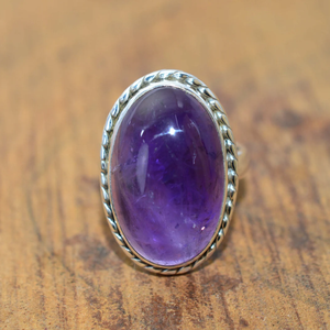 แหวนพลอยอเมทิสต์แอฟริกันทำมือ เงินแท้ 925 แหวนพลอยสีม่วง เครื่องประดับสำหรับผู้หญิง - Product Image 3