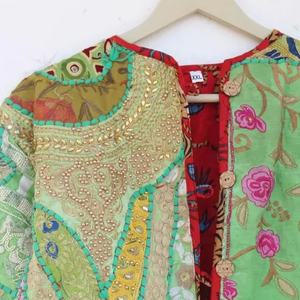 Patchwork algodón bordado púrpura chaqueta Hippie Patchwork chaqueta Mujer - Product Image 1