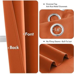 Rideaux occultants thermiques orange de 63 pouces pour chambre et salon, 2 panneaux - Product Image 2