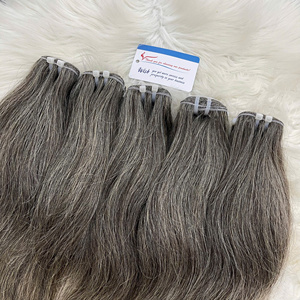Lots de Cheveux Naturels Gris Vietnamiens Premium Double Drawn 100 Grammes Cheveux Gris Véritables Pointes Pleines et Épaisses - Product Image 5