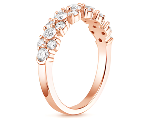 Bague de mariage tendance Aniva pour homme en or blanc, jaune et rose 18 carats avec diamants de laboratoire CVD EF VVS en grappe graduée certifiée IGI - Product Image 1