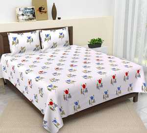 All-Season Cotton <b>Bed</b> Cover Hand Block Printed <b>Bed</b> Spread for Home Use Cotton Hand Block Print Bedsheet with 2 <b>Pillow</b> Cover - Product Image 1
