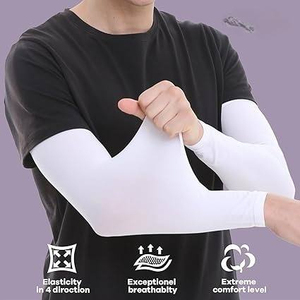Summer Ice Silk Quick Dry Lightweight High Elasticity UV Sun Protection Anti-Bacterial Breathable 100% Polyester Arm Sleeve - Product Image 4