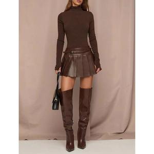 Jupes en cuir vintage pour femmes Super Duper, taille naturelle, motif uni, haute qualité, réversibles, design personnalisé - Product Image 5