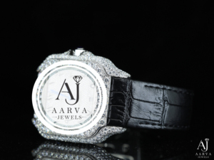 Montre analogique de luxe de style habillé, de haute qualité, avec incrustation de diamants, réserve de marche mécanique, boîtier en acier inoxydable, bracelet en cuir blanc, 20 mm - Product Image 3