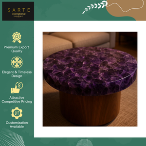 Nouvelles arrivées en stock, meubles de décoration intérieure, designs géométriques organiques personnalisés de haute qualité, pierre d'améthyste, écologiques, faciles à nettoyer - Product Image 4