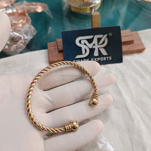Handmade Twisted Copper Brass Bangle <b>Bracelet</b> Kada Open End Adjustable <b>Healing</b> Wristband Stylish Jewelry for Men and Women - Product Image 1