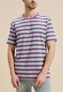 T-shirt classique rayé à col rond pour homme, coupe ample et décontractée, en coton de haute qualité, avec logo personnalisé OEM, 100 % coton, 240 GSM - Product Image 3