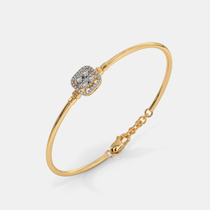 Brazalete Solitario con Halo Cuadrado de Diamantes y Oro, Estilo Clásico y Lujoso - Product Image 1