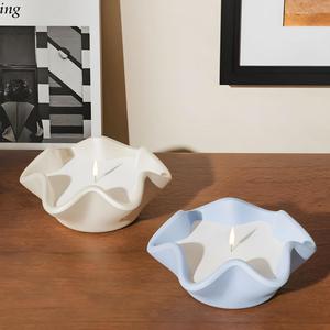 Moule en silicone pour bougie en résine de gypse, pot à fleurs succulentes, coupe à bougie d'aromathérapie à bord incurvé - Product Image 4