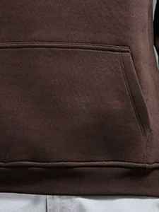 Sweat-shirt à capuche marron pour homme, coupe classique, 100% coton, molleton français, vêtement décontracté d'automne, tricot uni - Product Image 6
