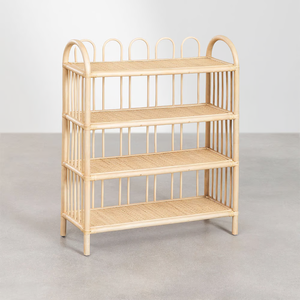Rattan Wicker Storage Shelf with Bamboo Frame Rectangular Eco-Friendly Organizer for Living Room Toy Storage - Product Image 5
