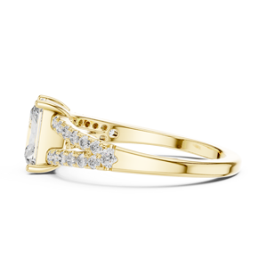 Bague de fiançailles en or massif 14K 18K avec diamant de laboratoire taille Radiant, pavé, à double sangle, certifiée DEF VVS IGI, bijoux fins de mariée, ODM - Product Image 5